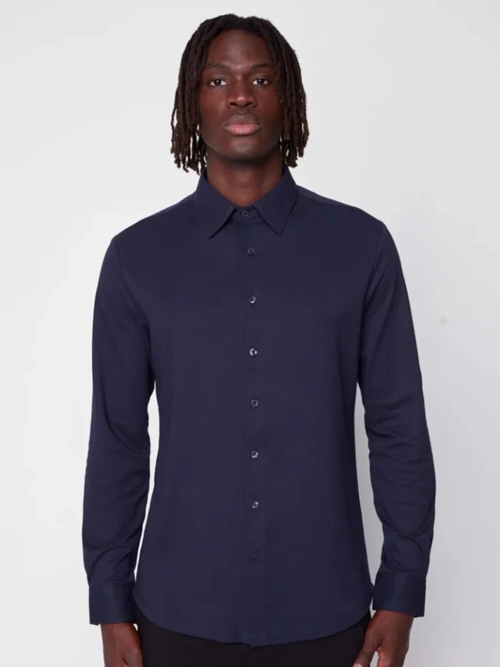 Projek Raw Navy Long Sleeve Knit Shirt